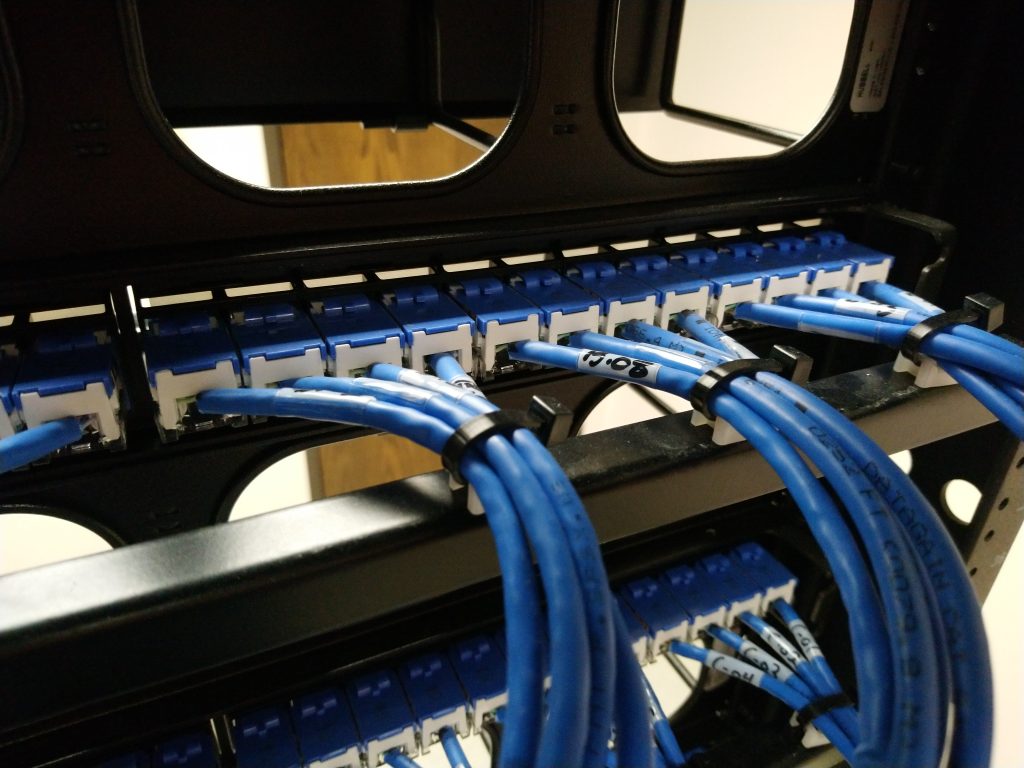 Rear of patch panel dressed and labeled