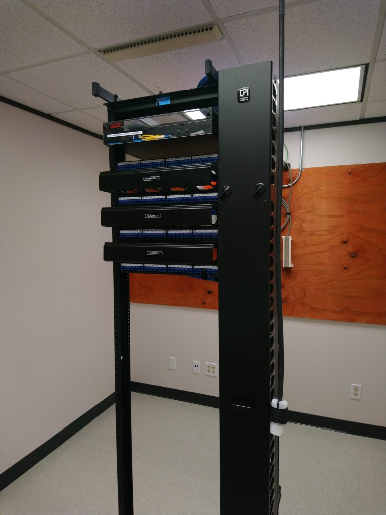 Completed installation of network rack and all cabling.